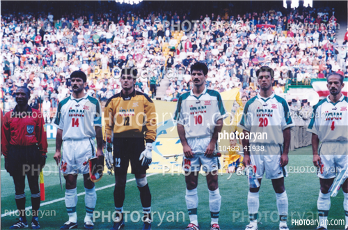 تیم ملی ایران/جام جهانی 1998 فرانسه-مهدی پاشازاده,محمد خاکپور,علی دایی  Ali Daei,نادر محمدخانی,نیما نکیسا,