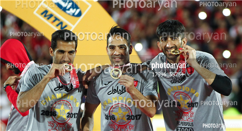 جشن قهرمانی تیم فوتبال پرسپولیس 96/01/30-علیرضا بیرانوند,وحید امیری,شهاب کرمی,