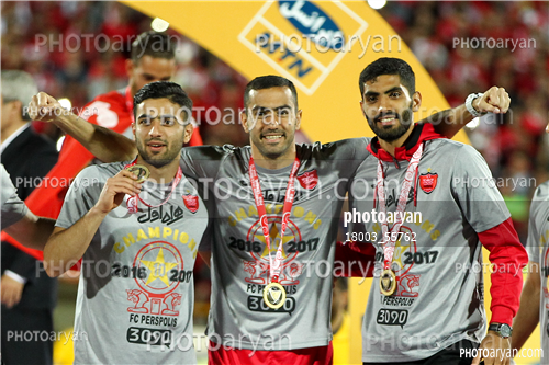 جشن قهرمانی تیم فوتبال پرسپولیس 96/01/30-محمد انصاری,صادق محرمی,محسن ربیع خواه,